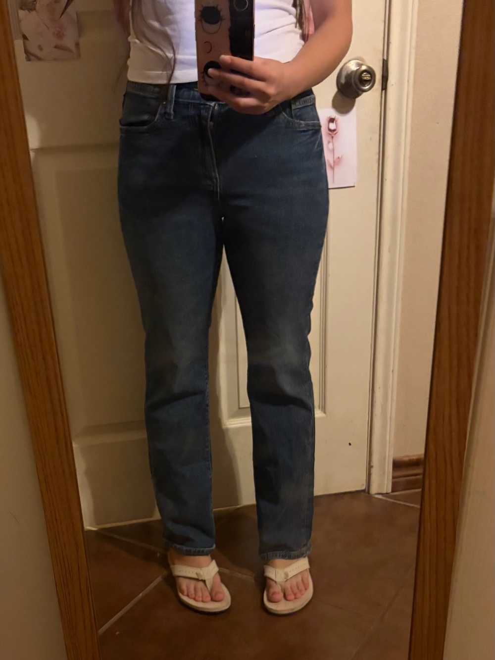 Old Navy Mid-Rise Straight Leg Jeans in Medium Blue Wash
